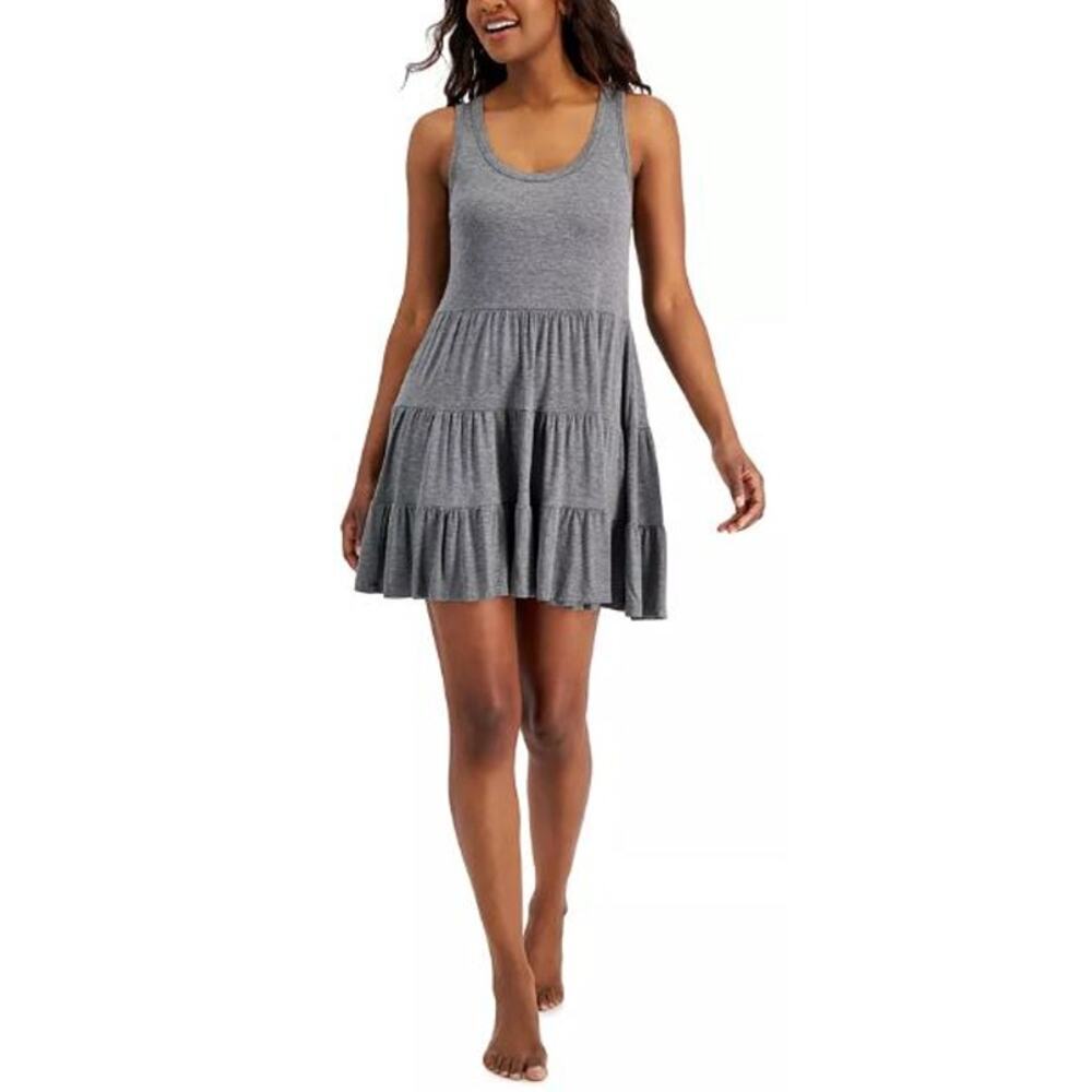 Jenni Intimates Size Small Sleeveless Tiered Chemise Dress Pewter Heather Gray